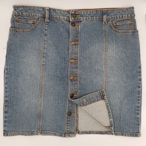 Daisy Fuentes Button Up Stretch Denim Skirt Sz 16